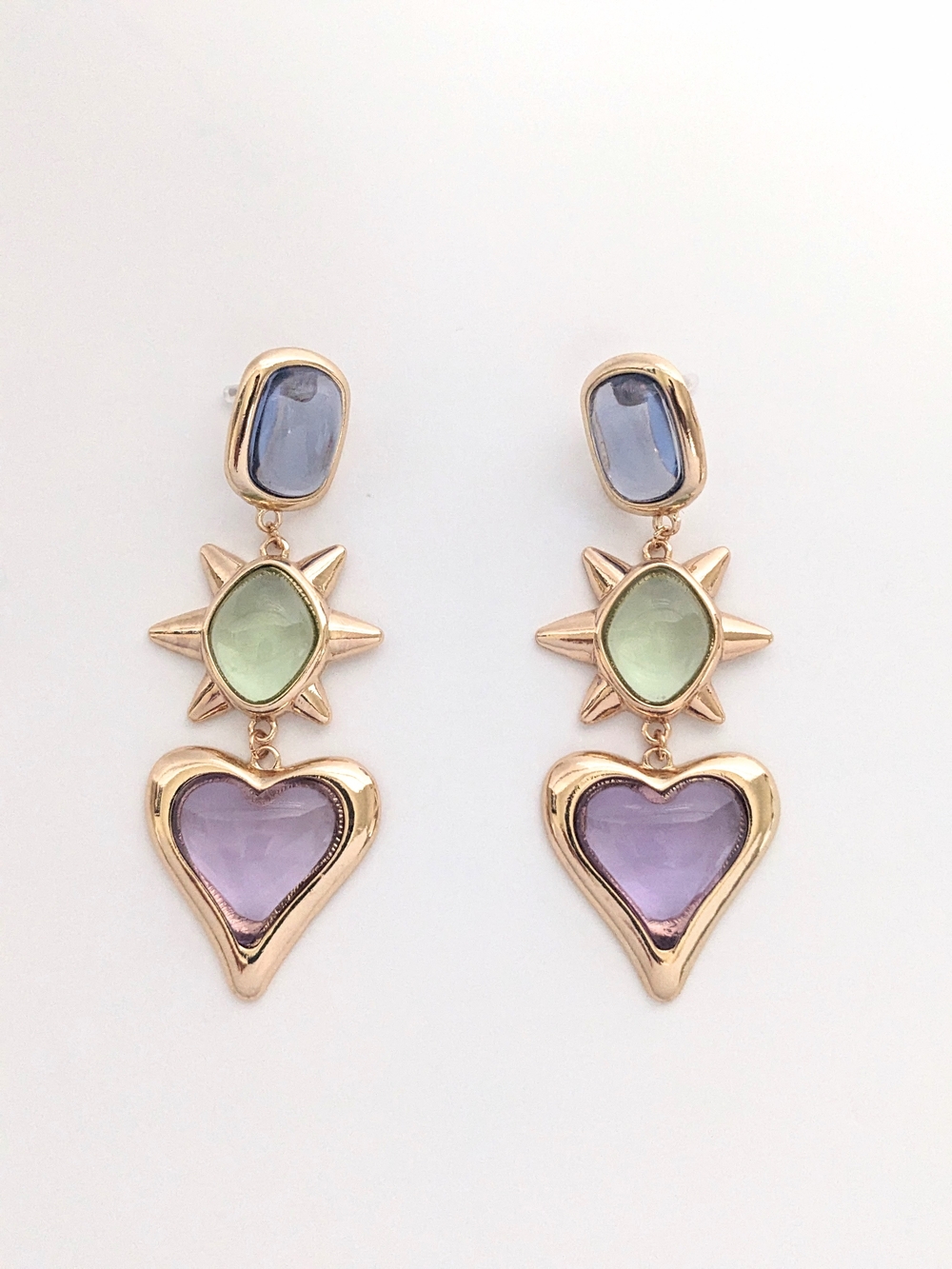 Lavender Heart Dangle Earrings